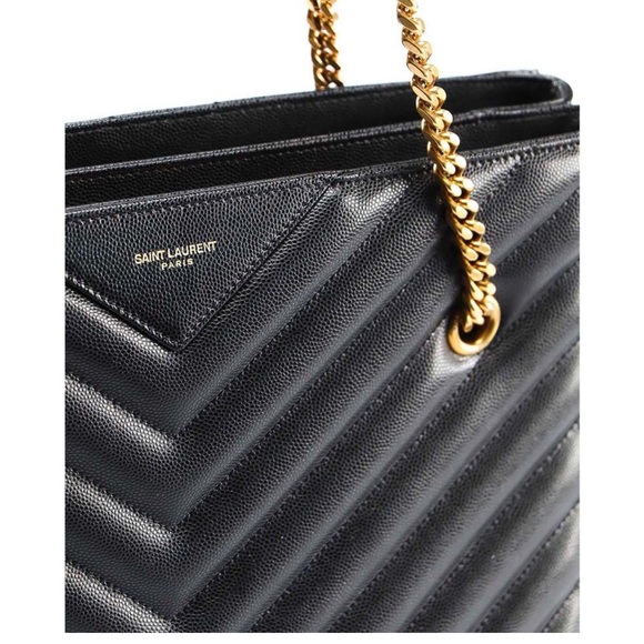 NEW Saint Laurent Black Iconic TRIBECA Chevron Shoulder Bag - Picture 4 of 7